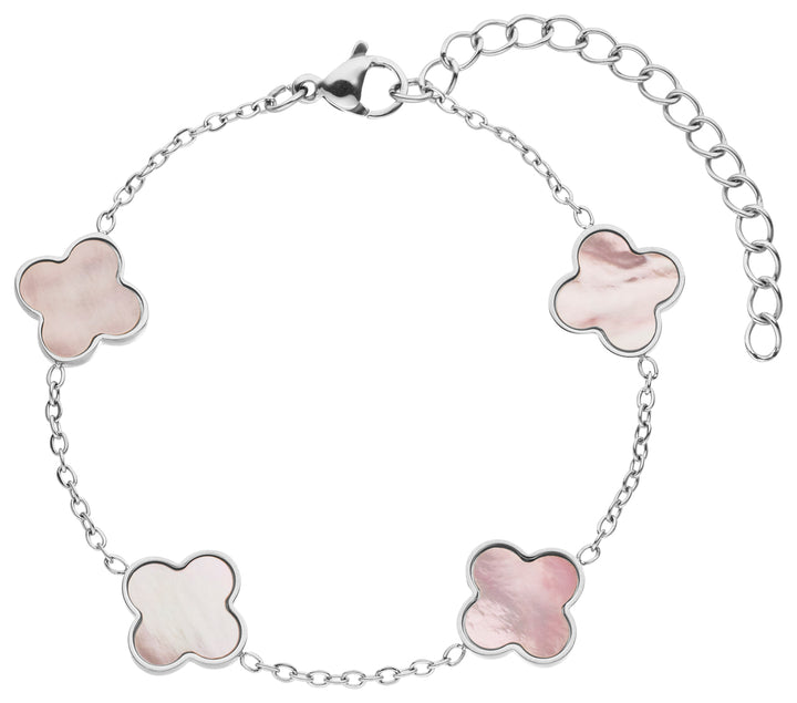 Pink Perlmutt Clover Armband | 18K vergoldet