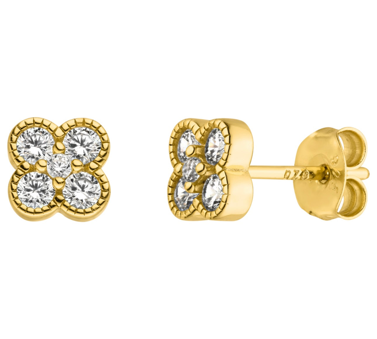 Hochwertige Ohrringe mit Kleeblatt-Design aus 925er Sterling Silber in Gold.