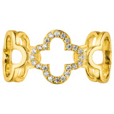 Größenverstellbarer Ring mit Kleeblatt-Design aus 925er Sterling Silber in Gold.