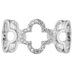 Größenverstellbarer Ring mit Kleeblatt-Design aus 925er Sterling Silber.
