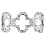 Größenverstellbarer Ring mit Kleeblatt-Design aus 925er Sterling Silber.