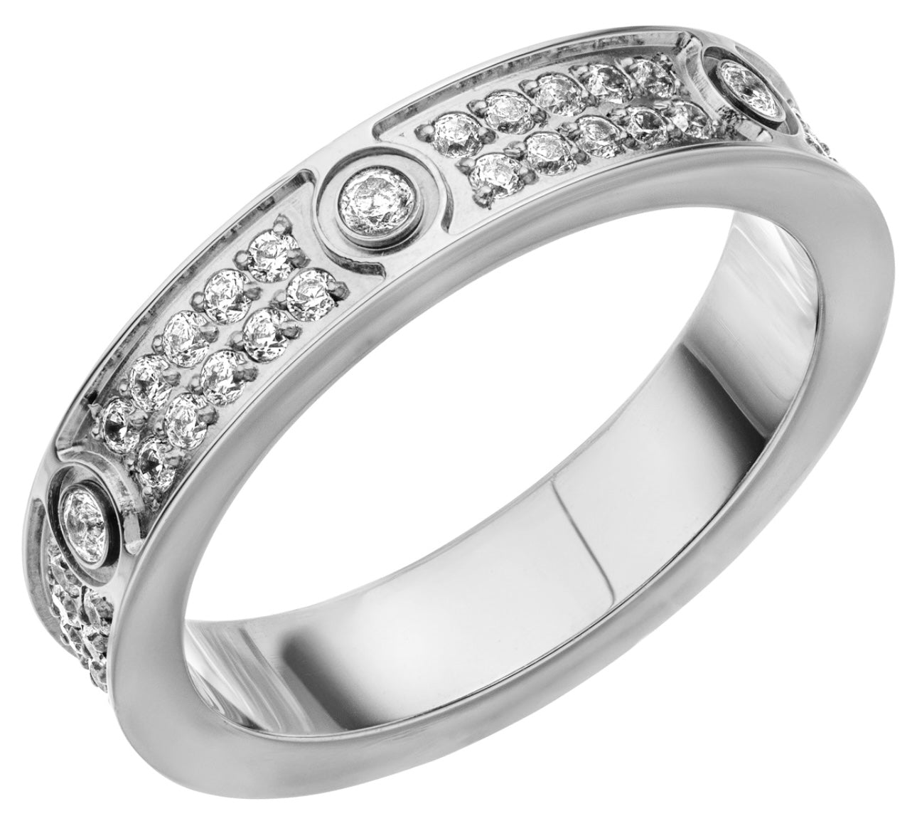Funkelnder wasserfester Ring mit rundum besetzten Steinchen in Silber, wasserfest und färbt nicht ab.