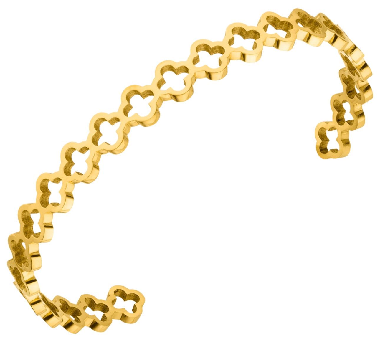 Hochwertiger und wasserfester Armreif mit Kleeblatt-Details in Gold.
