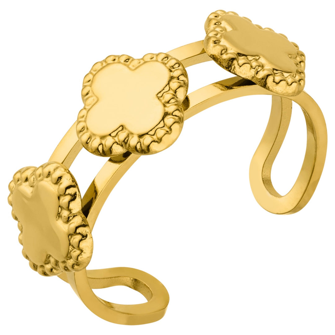 Entdecke unseren wasserfesten Lucky Clover Ring in Gold.