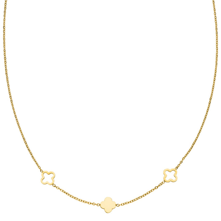 Entdecke unsere wasserfeste Clovie Halskette in Gold mit stylischem Kleeblatt Design.