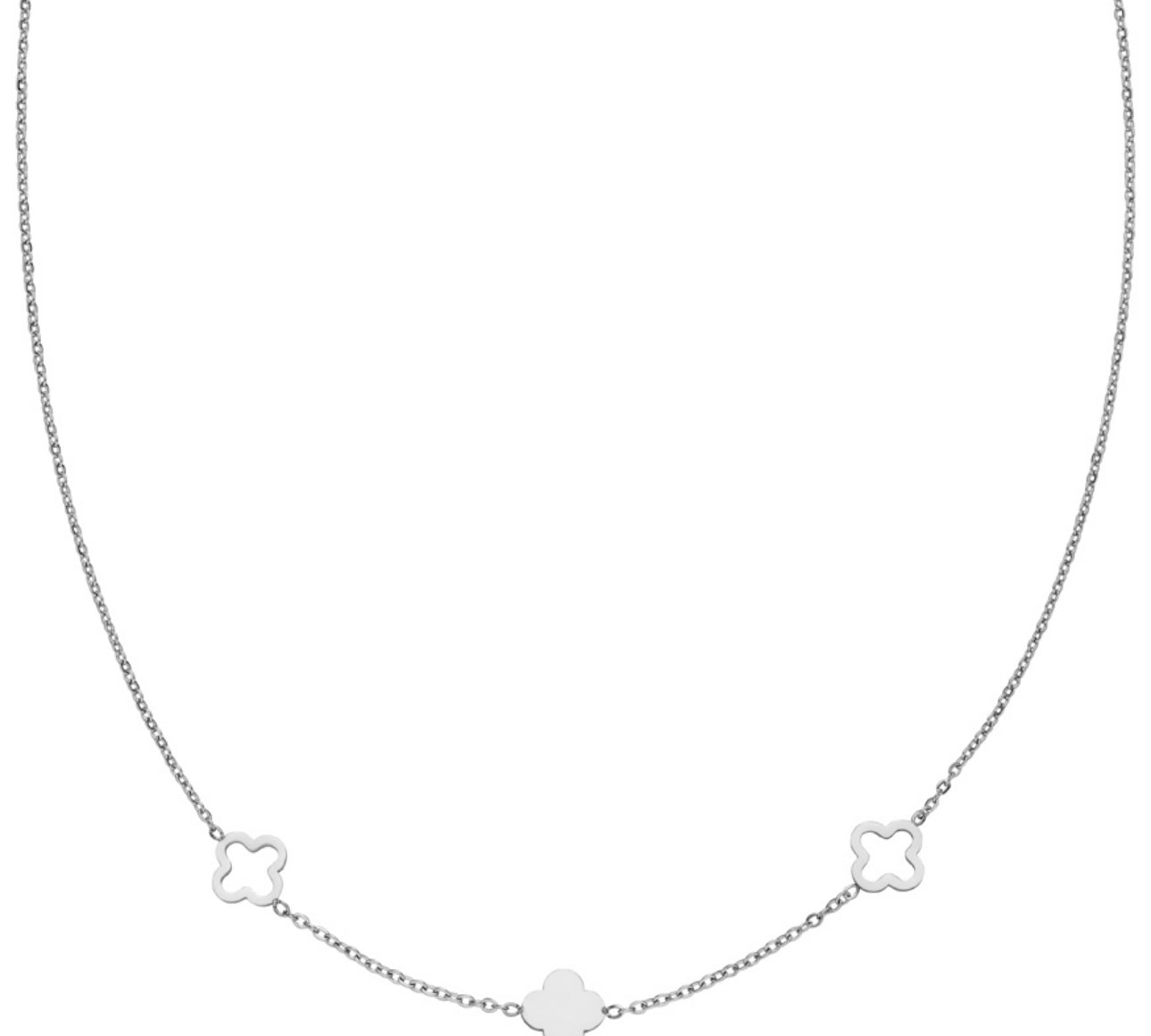 Entdecke unsere wasserfeste Clovie Halskette in Silber mit stylischem Kleeblatt Design.