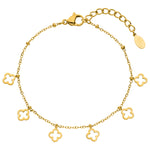 Süßes Kleeblatt Armband mit zierlichen Kleeblatt-Anhängern in Gold.