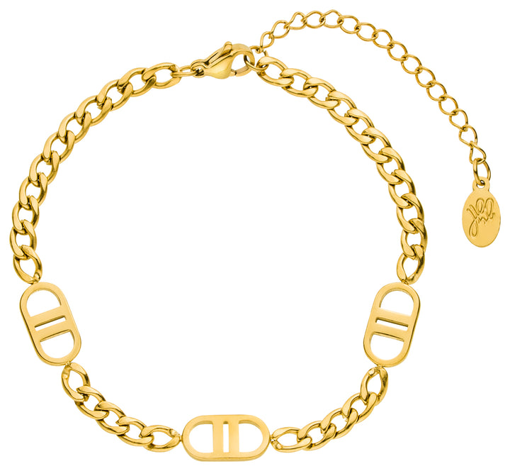 Breites chunky Armband mit Motiven in Gold, dass nicht abfärbt und wasserfest ist.