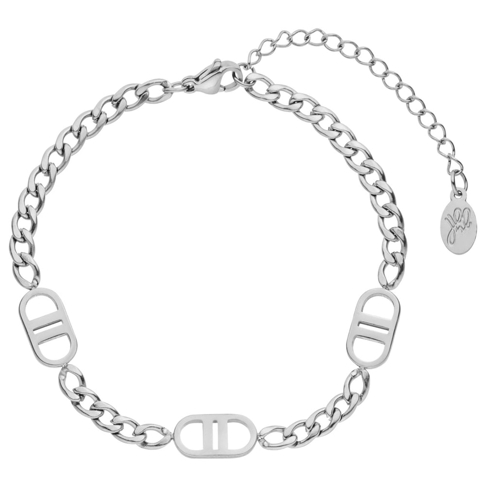 Breites chunky Armband mit Motiven in Silber, dass nicht abfärbt und wasserfest ist.