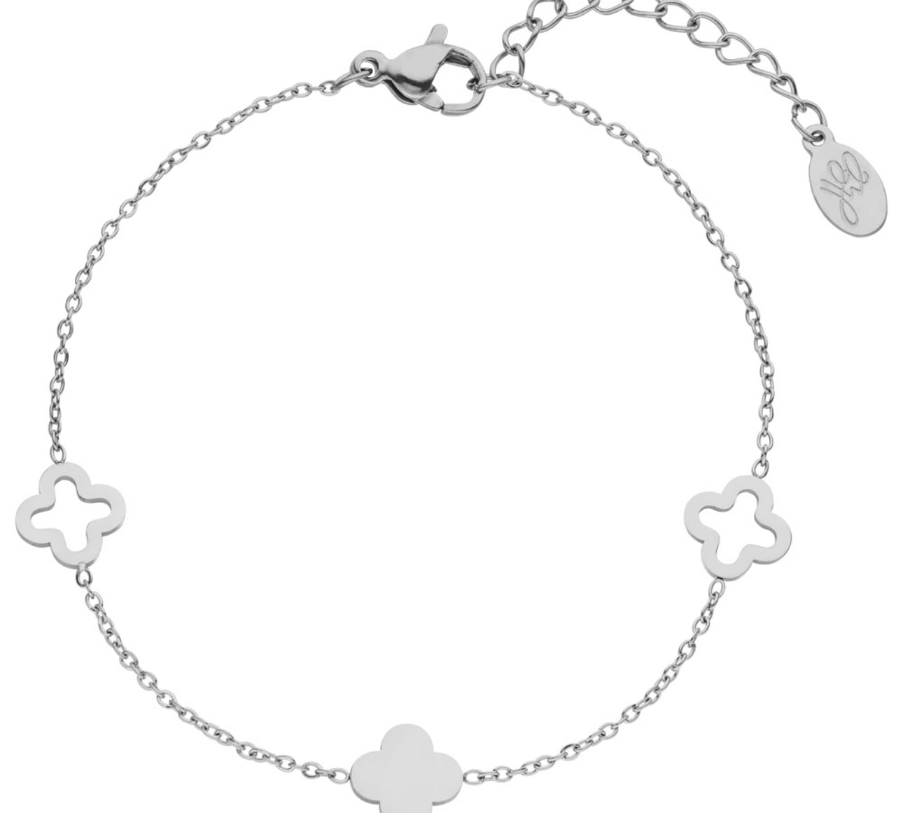 Entdecke unser wasserfestes Clovie Armband in Silber mit stylischem Kleeblatt Design.